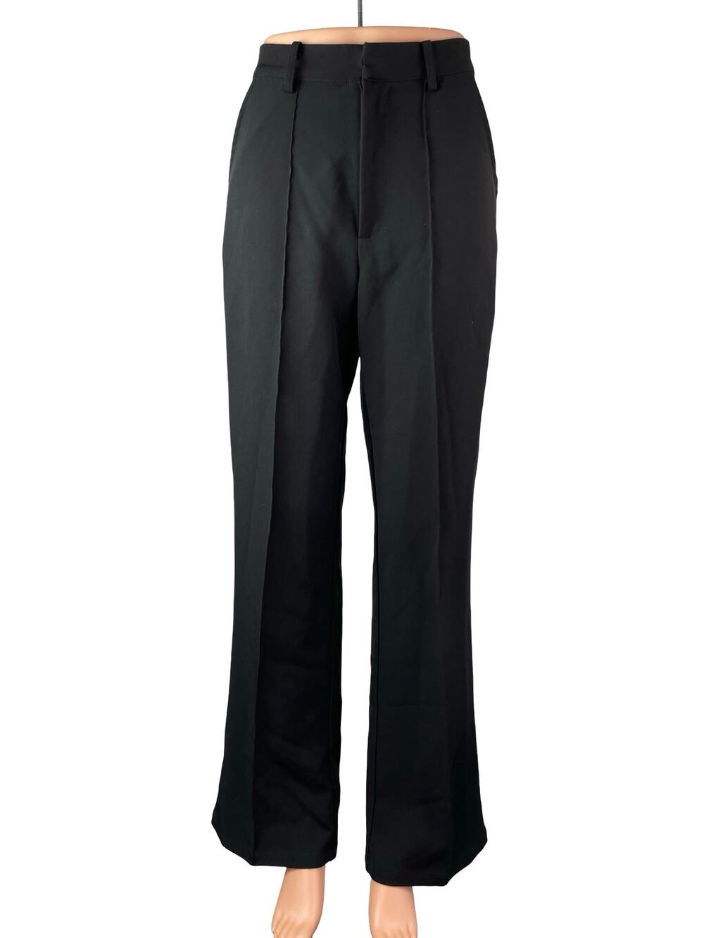 MNI Women's Black Pintuck High Rise Flared Bootcut Trousers Dress Pants Size S